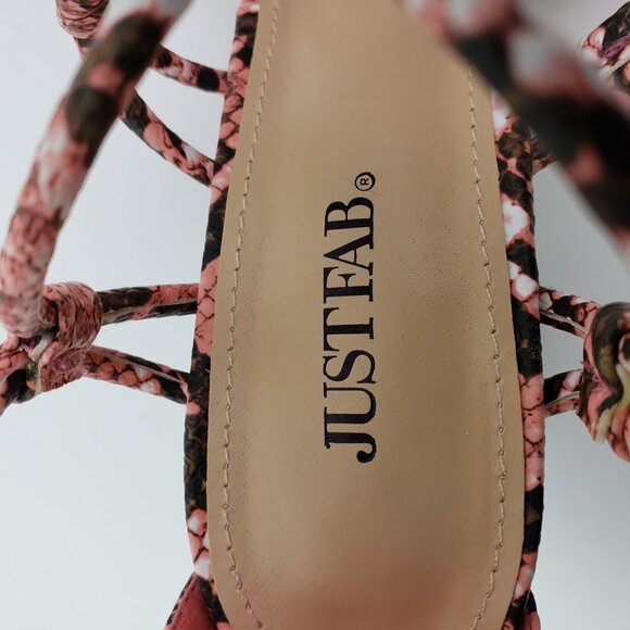 Just Fab All Eyes On Me Womens 7.5 Coral Snake Strappy Dress 3.75" Heel Sandals - Picture 10 of 12